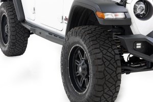 Jeep Wrangler Unlimited Rock Sliders - Rough Country - Heavy Duty - Flat black - '18-'25